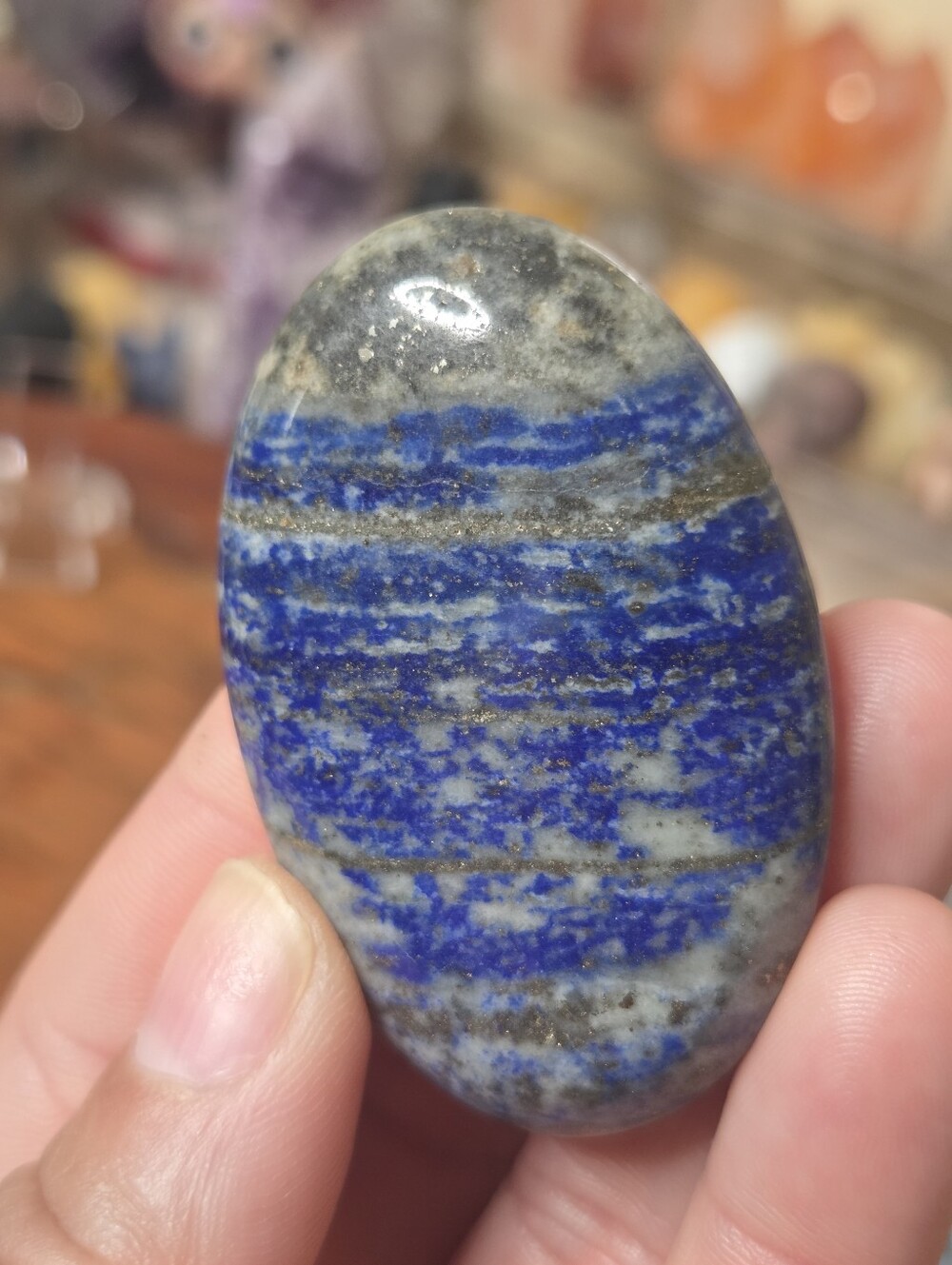 Lapis Lazuli With Pyrite Palmstone 2.5 In( Communication) B - Picture 3 of 3